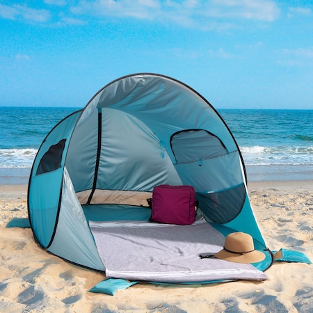 Wakeman Pop Up Beach Tent - Fits 2-3 People - Sun Shelter with UV Protection, Ventilation by Blue 75-CMP1106